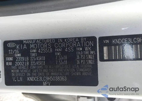 2017 Kia Niro Touring из США, поврежденный, VIN KNDCE3LC9H5038363